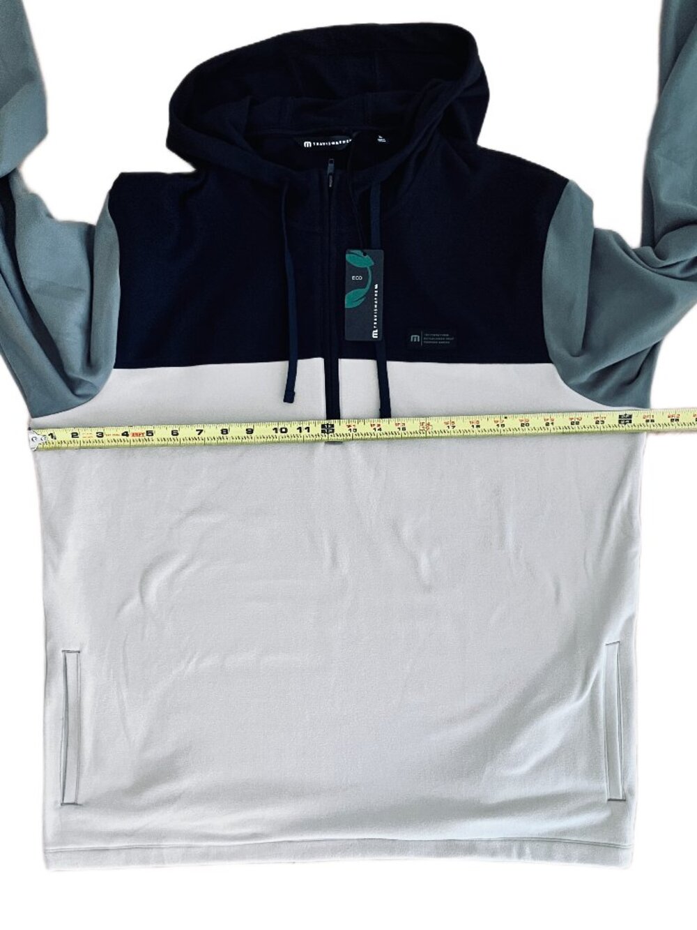 TravisMathew Men's Brrr Season 1/4 Zip Golf Pullover Size XL Black/Green/Beige - Picture 13 of 14